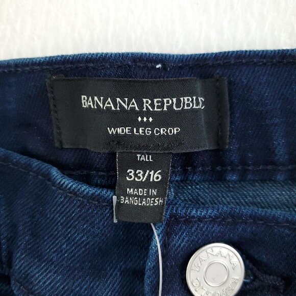 Banana Republic Wide Leg Crop Jeans Stretch Women's "33/16 Tall" Real 38x29 NWT - Picture 8 of 11